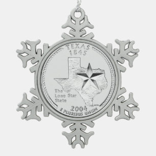 Adorno De Peltre Tipo Copo De Nieve Moneda de veinticinco centavos del estado de Texas