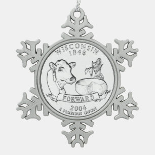 Adorno De Peltre Tipo Copo De Nieve Moneda de Wisconsin