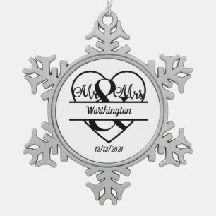 Adorno De Peltre Tipo Copo De Nieve Monograma Boda Nombre Navidades de vacaciones del 