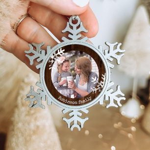 Adorno De Peltre Tipo Copo De Nieve Monograma de foto personalizada de copo de nieve d