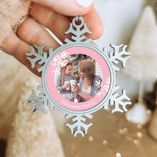 Adorno De Peltre Tipo Copo De Nieve Monograma de Foto Personalizada de Copo de Nieve R