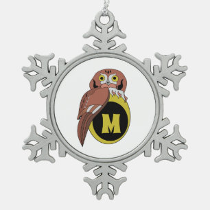 Adorno De Peltre Tipo Copo De Nieve Monograma de lechuza oriental caprichoso