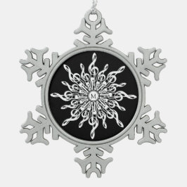 Adorno De Peltre Tipo Copo De Nieve Monograma de notas de la música Black and White Sn