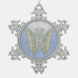 Adorno De Peltre Tipo Copo De Nieve Monograma del ángel de la letra B