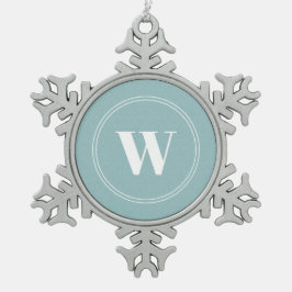 Adorno De Peltre Tipo Copo De Nieve Monograma personalizado en floral azul en bebé