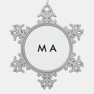 Adorno De Peltre Tipo Copo De Nieve Monograma simple añade tu letra nombre hombre mini