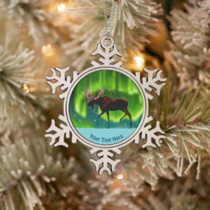 Adorno De Peltre Tipo Copo De Nieve Moose de las luces del norte