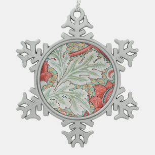 Adorno De Peltre Tipo Copo De Nieve Morris Vintage Foliage & Floral Patrón Rojo