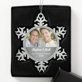 Adorno De Peltre Tipo Copo De Nieve MR y MR Silver Damask Primer Navidad Foto