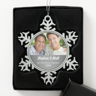 Adorno De Peltre Tipo Copo De Nieve MR y MR Silver Damask Primer Navidad Foto