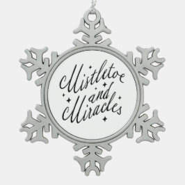 Adorno De Peltre Tipo Copo De Nieve Muérdago y Milagros Negro y Blanco