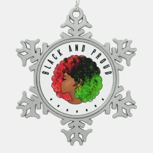 Adorno De Peltre Tipo Copo De Nieve Mujer niña negra panafricana orgullo afro verde ro