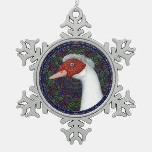 Adorno De Peltre Tipo Copo De Nieve Muscovy Duck Head White