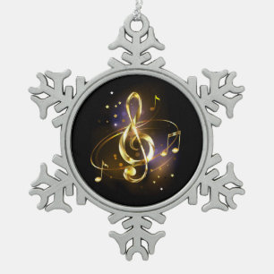 Adorno De Peltre Tipo Copo De Nieve Música de Clave de Sol de Oro