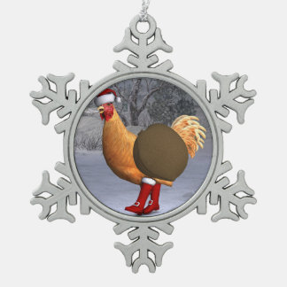 Adorno De Peltre Tipo Copo De Nieve Naranja Rooster Santa Claus