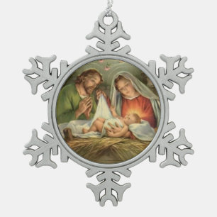 Adorno De Peltre Tipo Copo De Nieve Natividad santa Jesús Maria José de la familia del