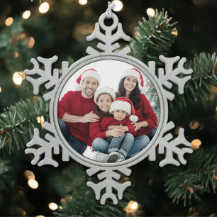 Adorno De Peltre Tipo Copo De Nieve Navidad con Foto Familiar Personalizada