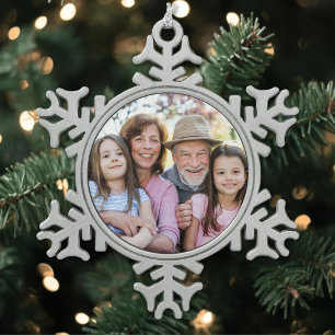 Adorno De Peltre Tipo Copo De Nieve Navidad con foto familiar personalizada