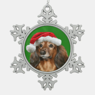 Adorno De Peltre Tipo Copo De Nieve Navidad del Dachshund