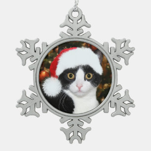 Adorno De Peltre Tipo Copo De Nieve Navidad del gato del smoking