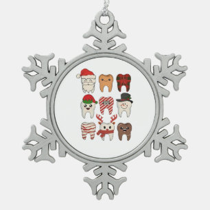 Adorno De Peltre Tipo Copo De Nieve Navidad Dental Divertida Dentista Fiesta