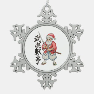 Adorno De Peltre Tipo Copo De Nieve Navidad Japonesa Samurái Santa Claus Navidad Fiest