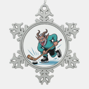 Adorno De Peltre Tipo Copo De Nieve Navidad Jugando Hockey sobre Hielo Espeluznante Na