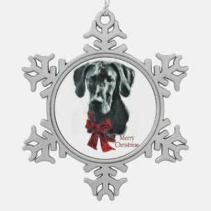 Adorno De Peltre Tipo Copo De Nieve Navidad negro de great dane