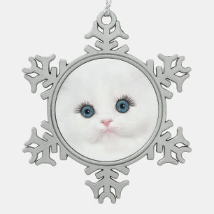 Adorno De Peltre Tipo Copo De Nieve Navidad persa blanco del gatito