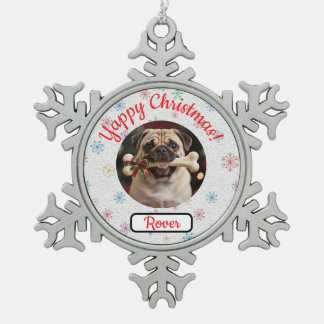 Adorno De Peltre Tipo Copo De Nieve Navidad personalizable para amantes de perros y hu