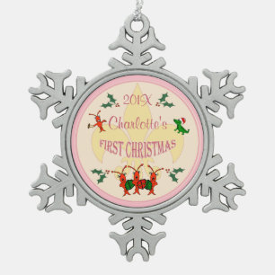 Adorno De Peltre Tipo Copo De Nieve Navidad personalizado de la niña de Cajun primer