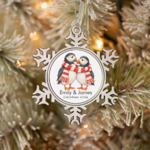 Adorno De Peltre Tipo Copo De Nieve Navidad Puffin Minimalista Personalizada