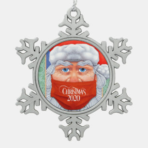 Adorno De Peltre Tipo Copo De Nieve Navidades 2020 Santa Claus en máscara