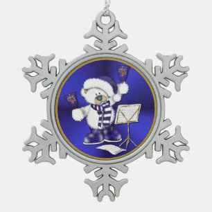 Adorno De Peltre Tipo Copo De Nieve Navidades azules y blancos con ornamento de copo d