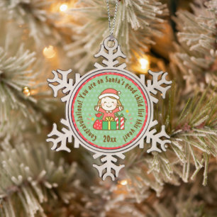 Adorno De Peltre Tipo Copo De Nieve Navidades Buena Lista De Niños Regalos De Santa Cl