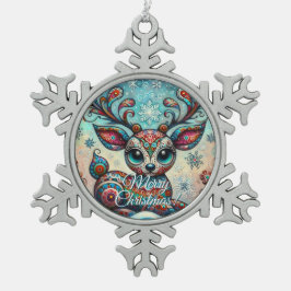 Adorno De Peltre Tipo Copo De Nieve Navidades caprichosos de los ojos grandes renos ar