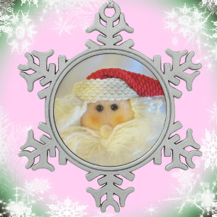 Adorno De Peltre Tipo Copo De Nieve Navidades Cute Adorable Santa Face