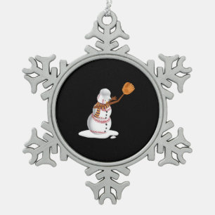 Adorno De Peltre Tipo Copo De Nieve Navidades de béisbol que reciben regalos de Snowma