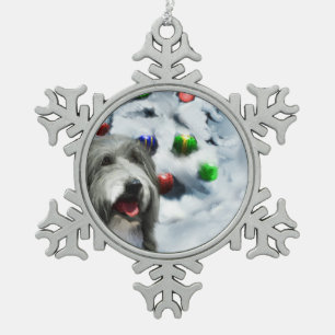 Adorno De Peltre Tipo Copo De Nieve Navidades de Collie con barba