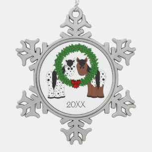 Adorno De Peltre Tipo Copo De Nieve Navidades de Cute Appaloosa Horse Couple y Wreath