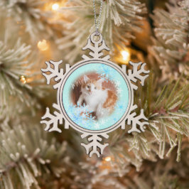 Adorno De Peltre Tipo Copo De Nieve Navidades de gato mascota Ornamento de oro azul