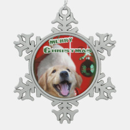 Adorno De Peltre Tipo Copo De Nieve Navidades de Golden Retriever