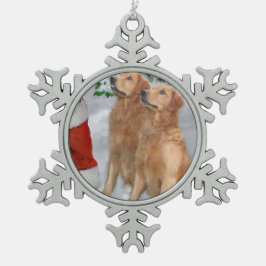 Adorno De Peltre Tipo Copo De Nieve Navidades de Golden Retriever