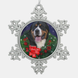 Adorno De Peltre Tipo Copo De Nieve Navidades de Perros de Montaña de la Gran Suiza