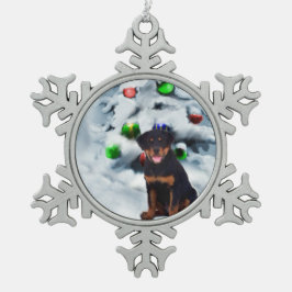Adorno De Peltre Tipo Copo De Nieve Navidades de Rottweiler