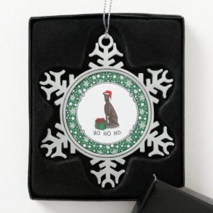 Adorno De Peltre Tipo Copo De Nieve Navidades de Santa Hat Greyhound Dog (romano le) G