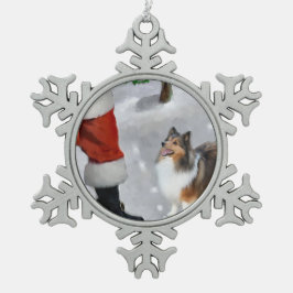 Adorno De Peltre Tipo Copo De Nieve Navidades de Shetland Sheepdog Sheltie
