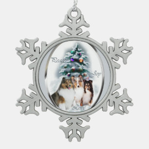 Adorno De Peltre Tipo Copo De Nieve Navidades de Shetland Sheepdog Sheltie