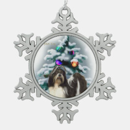 Adorno De Peltre Tipo Copo De Nieve Navidades de Shih Tzu