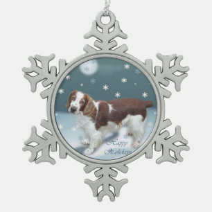 Adorno De Peltre Tipo Copo De Nieve Navidades de Welsh Springer Spaniel
